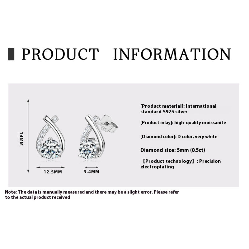 Color: Platinum, style: Fish tail - Fashionable And Individual Moissanite Earrings For A Light Luxury Look