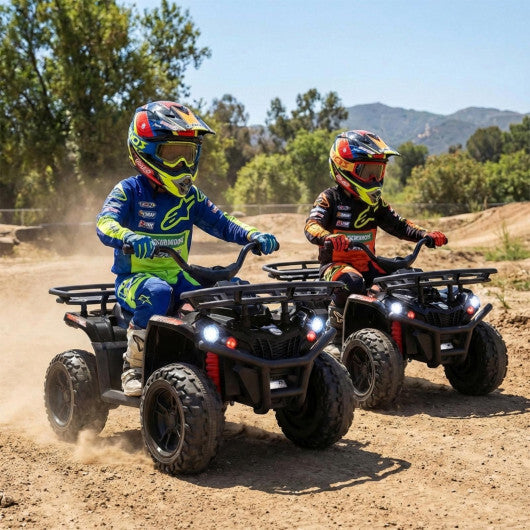 24V Electric Ride On Quad with LED Headlights-Black-2 Pieces - Color: (2 pieces) Black + Black