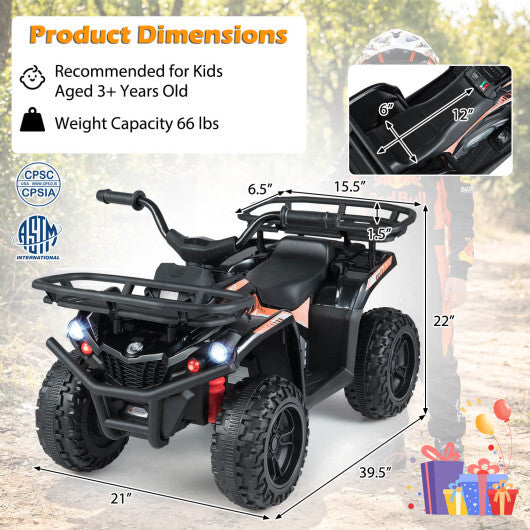 24V Electric Ride On Quad with LED Headlights-Black-2 Pieces - Color: (2 pieces) Black + Black