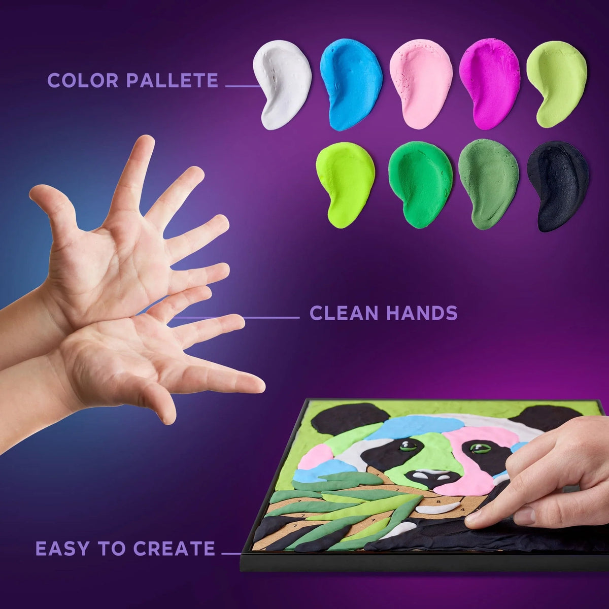 Coloring with clay set by numbers PANDA