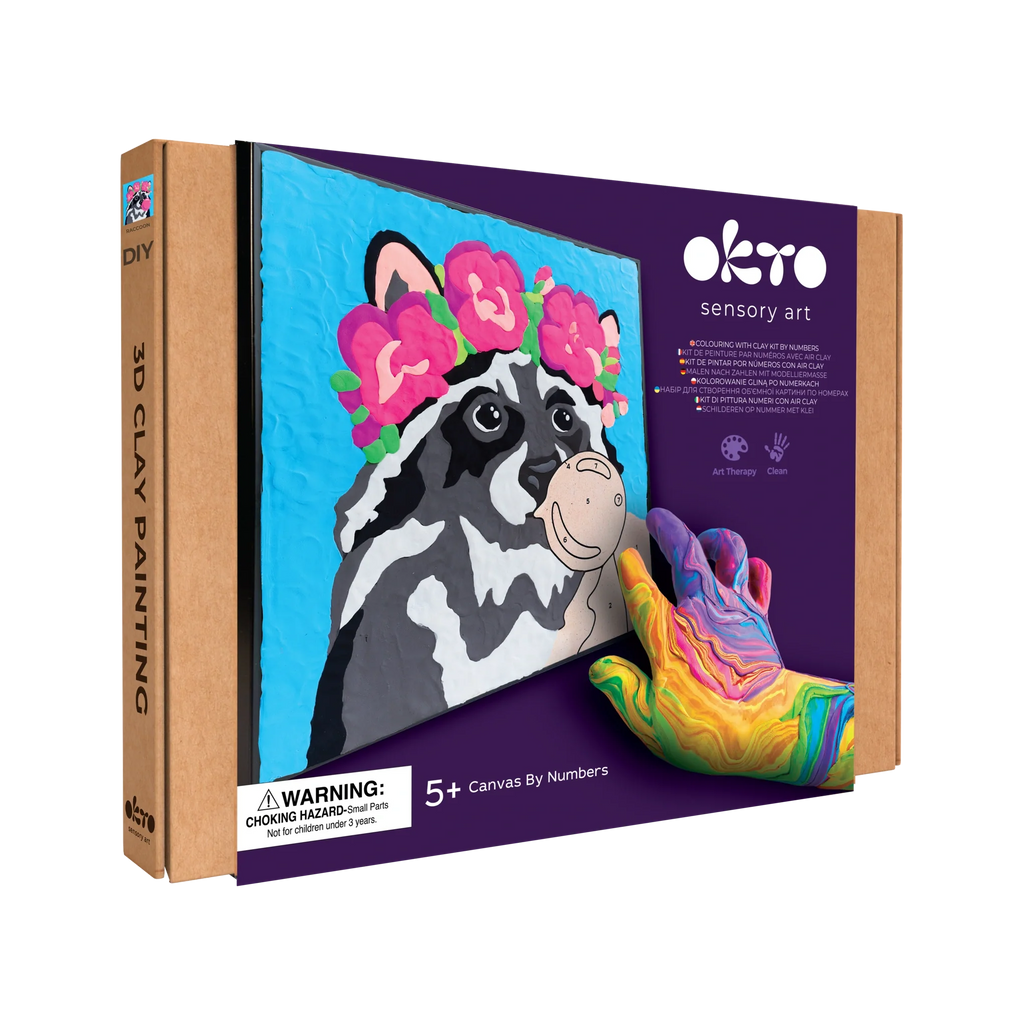 Coloring with clay set by numbers RACCOON