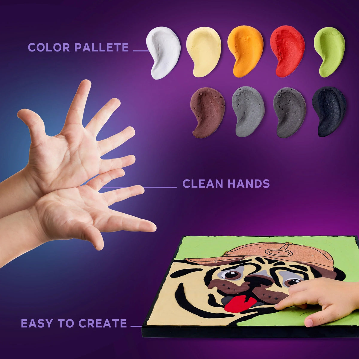 Coloring with clay set by numbers PUG DOG