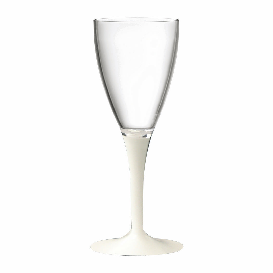 Mepra Polycarbonate Wine Glass, Clear Bowl With Solid Color Stem And Foot White SKU: 230533P
