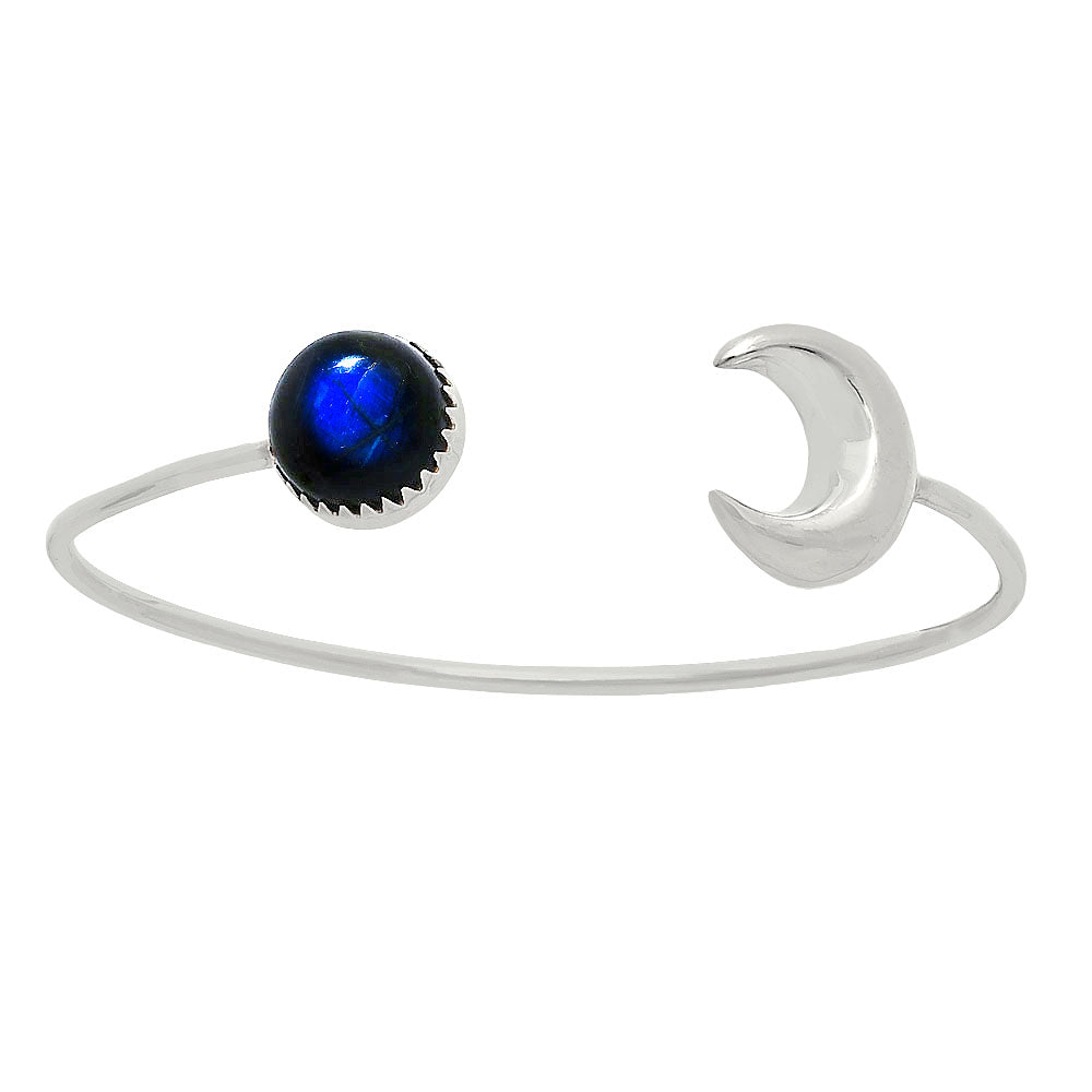 Crescent Moon - Blue Fire Labradorite Cuff Bangle Bracelet B-1046 24-EB10094