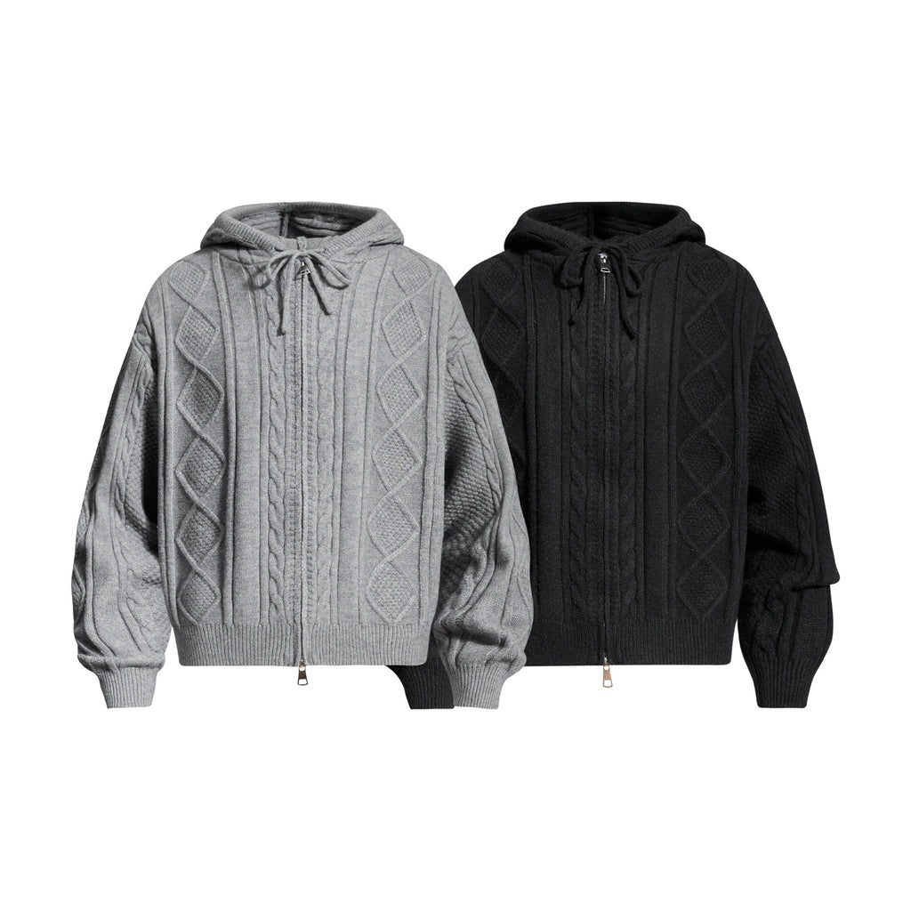 Twisted Fried Dough Twists Zipper Sweater