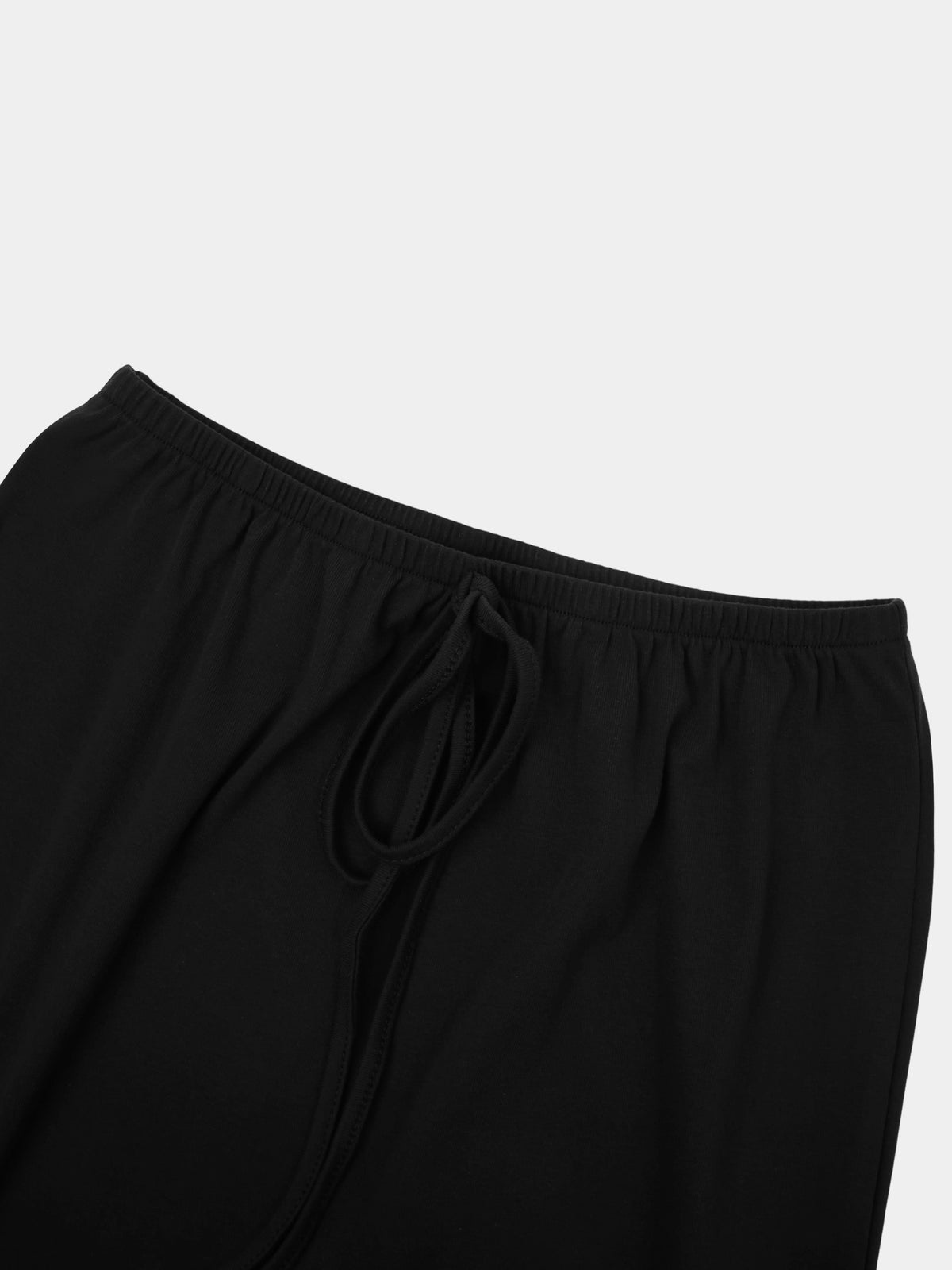 Straight Maxi Drawstring T-Shirt Skirt-Black