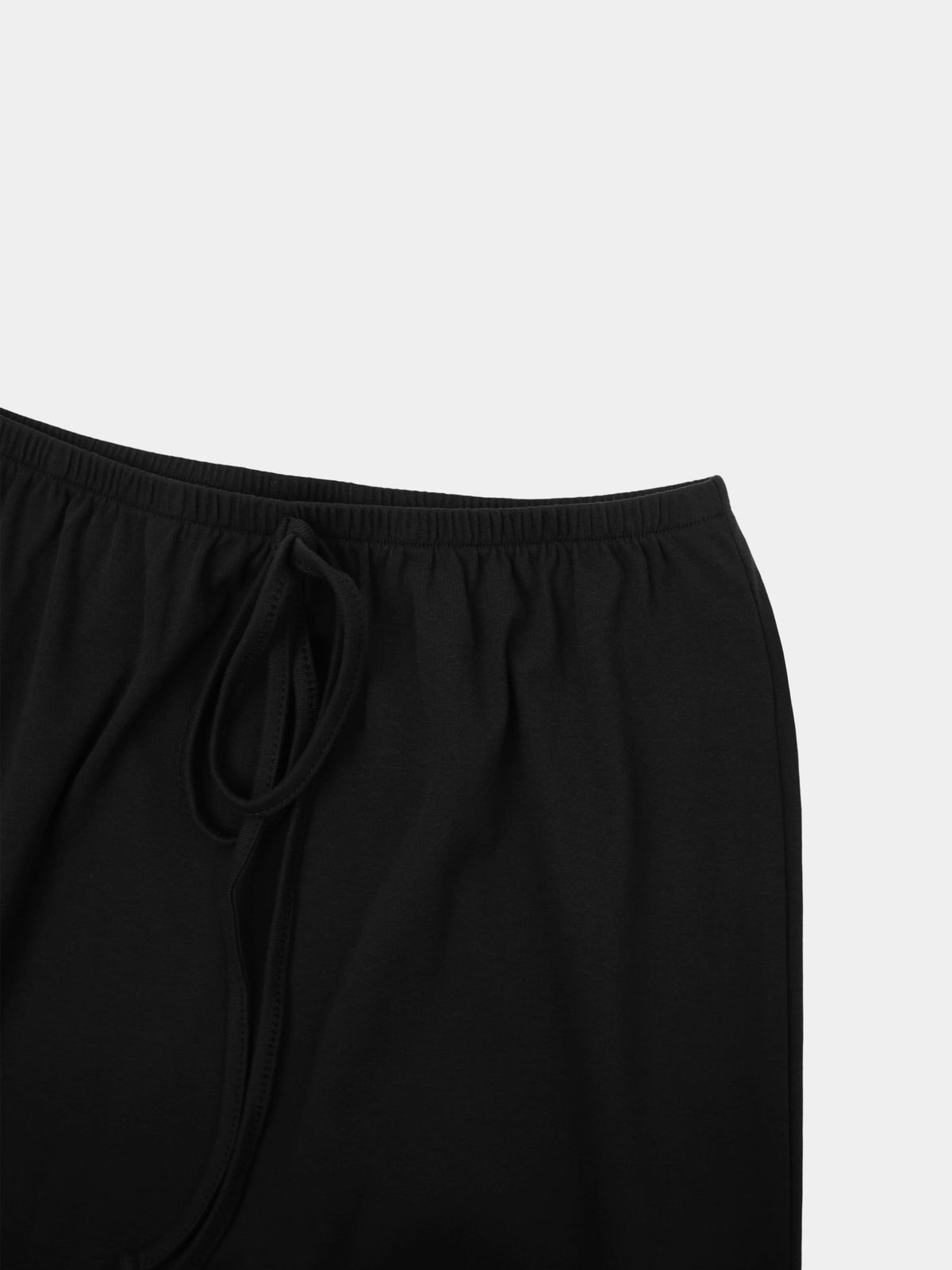 Straight Maxi Drawstring T-Shirt Skirt-Black