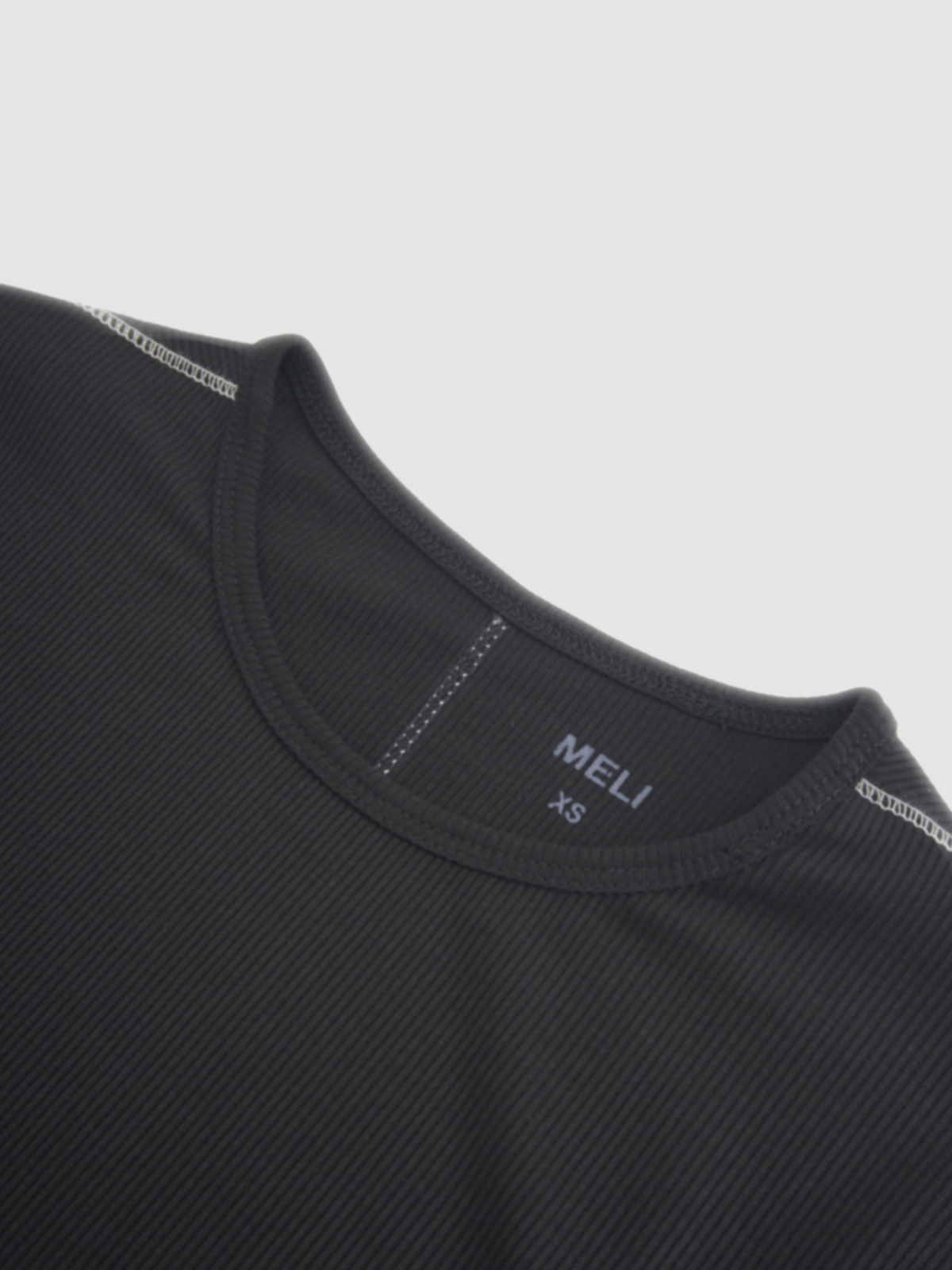 Cross Stitch Ribbed T-Shirt-Black