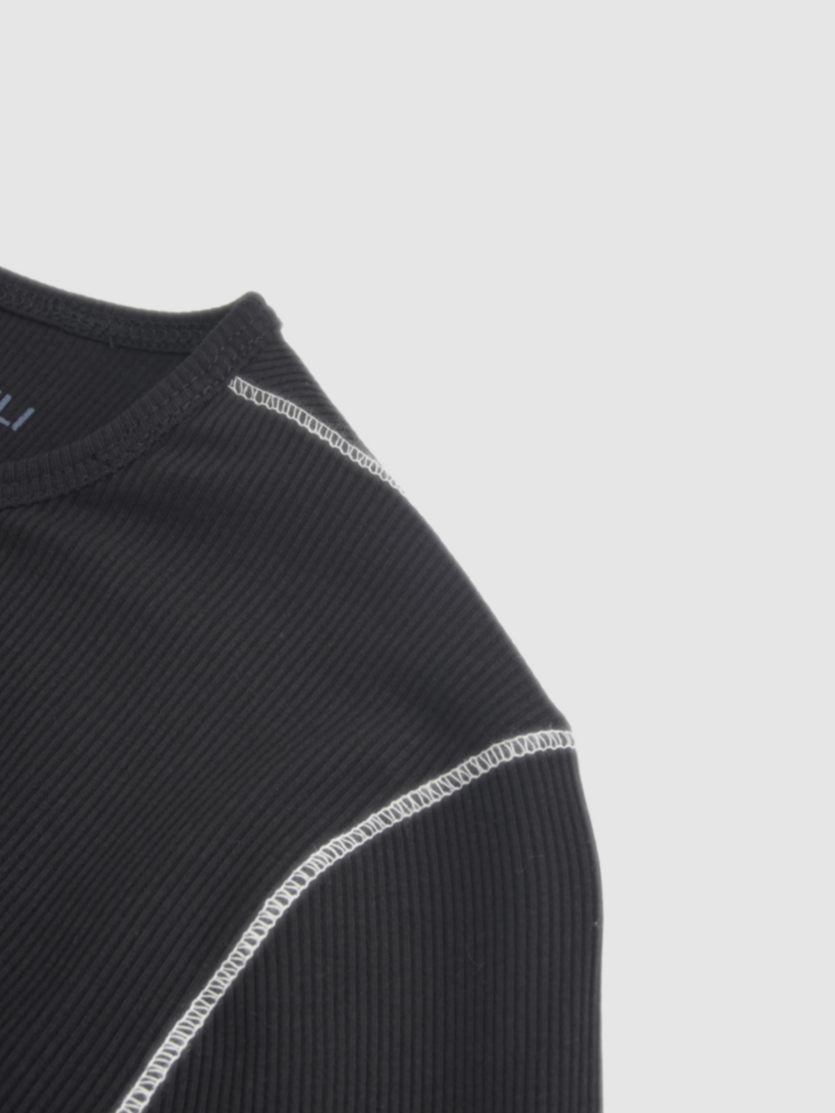 Cross Stitch Ribbed T-Shirt-Black
