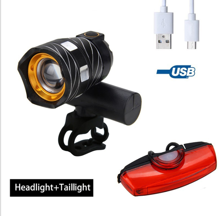 style: D - New bicycle USB light Highlight warning light Mountain bike headlights Charging headlight accessories