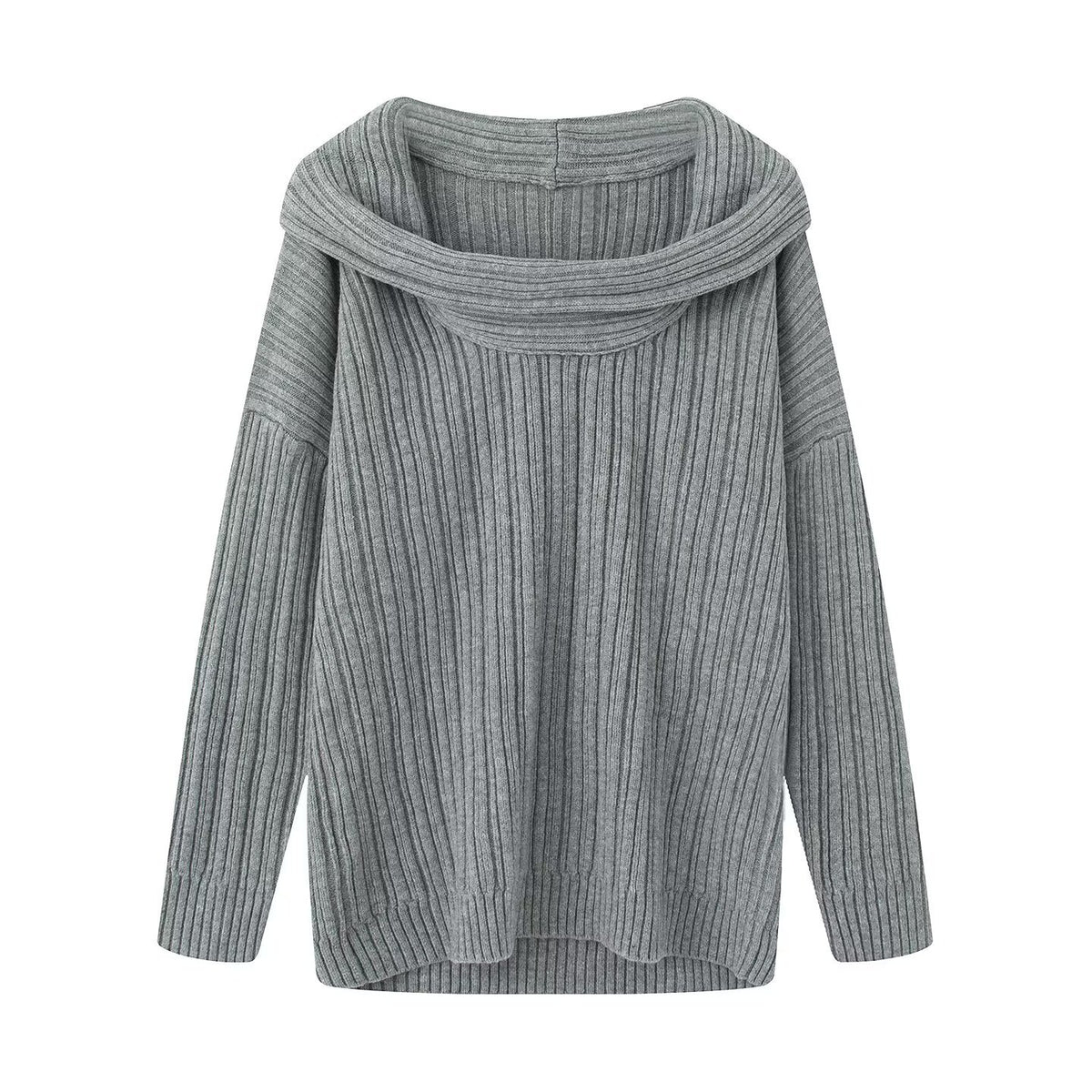 Atmosphere One Shoulder Knitted Hooded Sweater