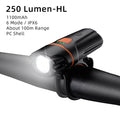 style: LUMEN HL, Brightness: 250 - Bicycle light headlights night riding glare flashlight USB charging