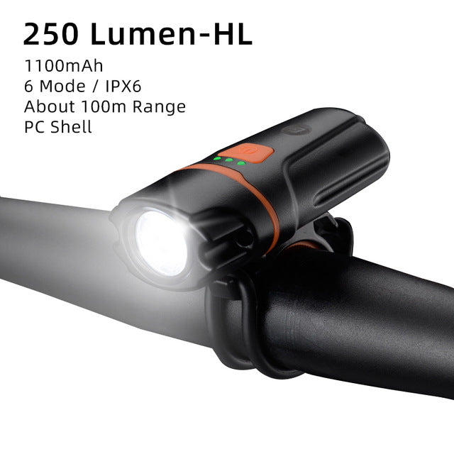 style: LUMEN HL, Brightness: 250 - Bicycle light headlights night riding glare flashlight USB charging