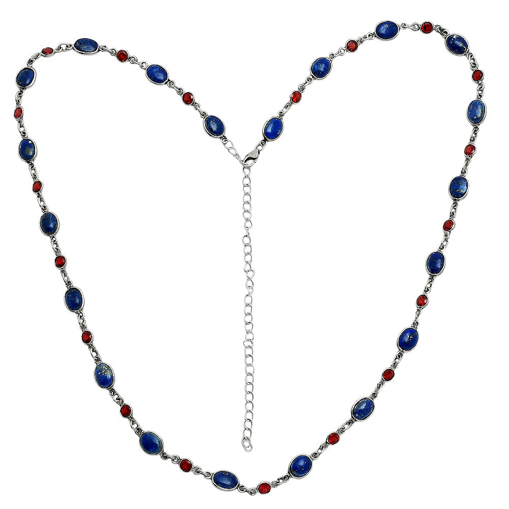 Premium Quality Lapis Lazuli - Afghanistan & Garnet Necklace N-1024 42-EN10128