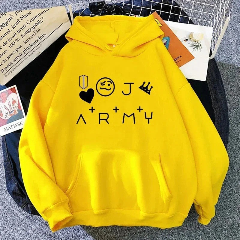 Women's Hooded Sweatshirt, Fleece Solid Color Printed Multi-color