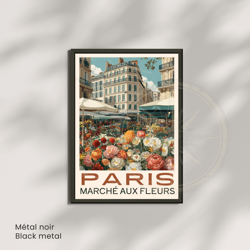 Affiche Paris | Poster déco France | Affiche Marché aux fleurs