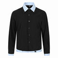 Color-Blocked Spliced Loose Long Sleeve Drawstring Shirt for Men
