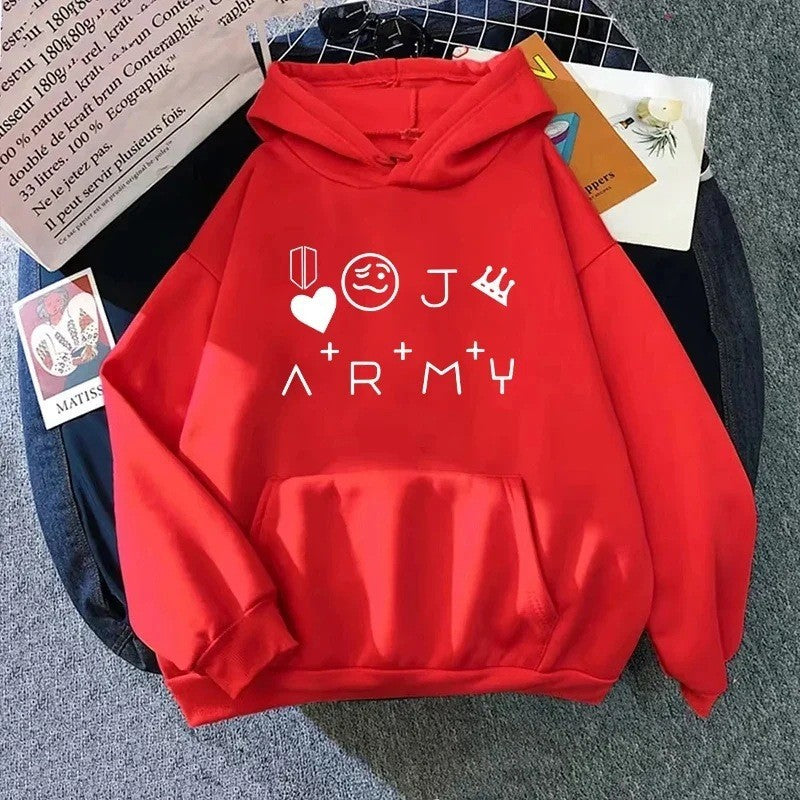 Women's Hooded Sweatshirt, Fleece Solid Color Printed Multi-color