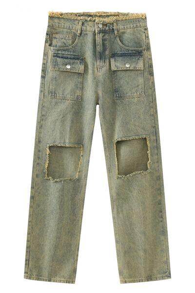 Raw Hem Distressed Jeans for Trendy Stylish Outfits