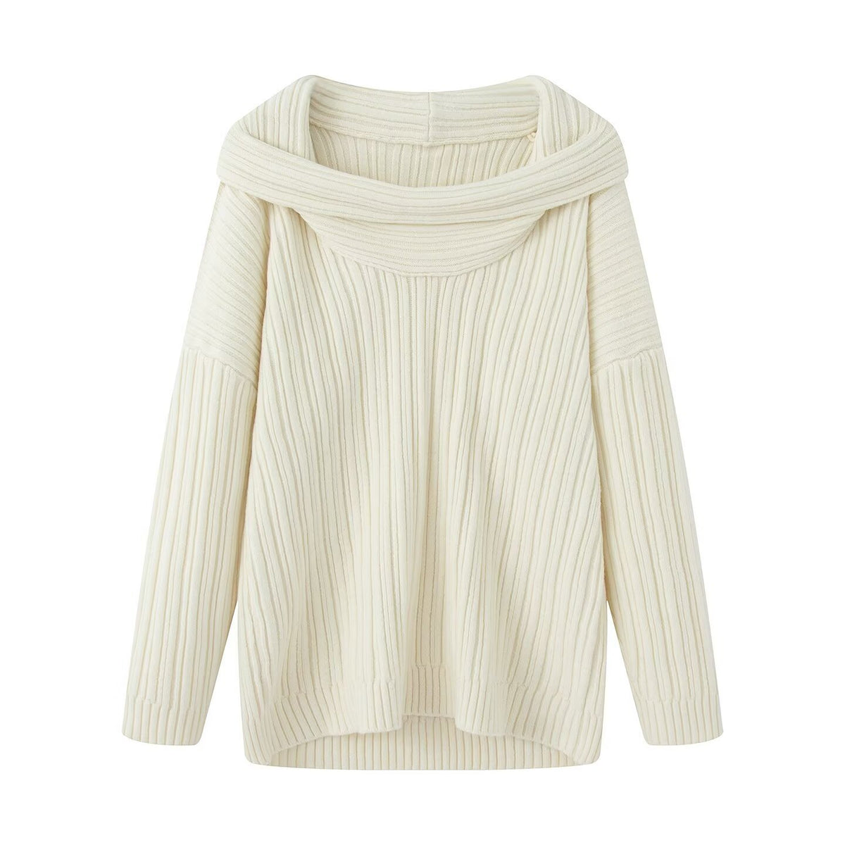 Atmosphere One Shoulder Knitted Hooded Sweater