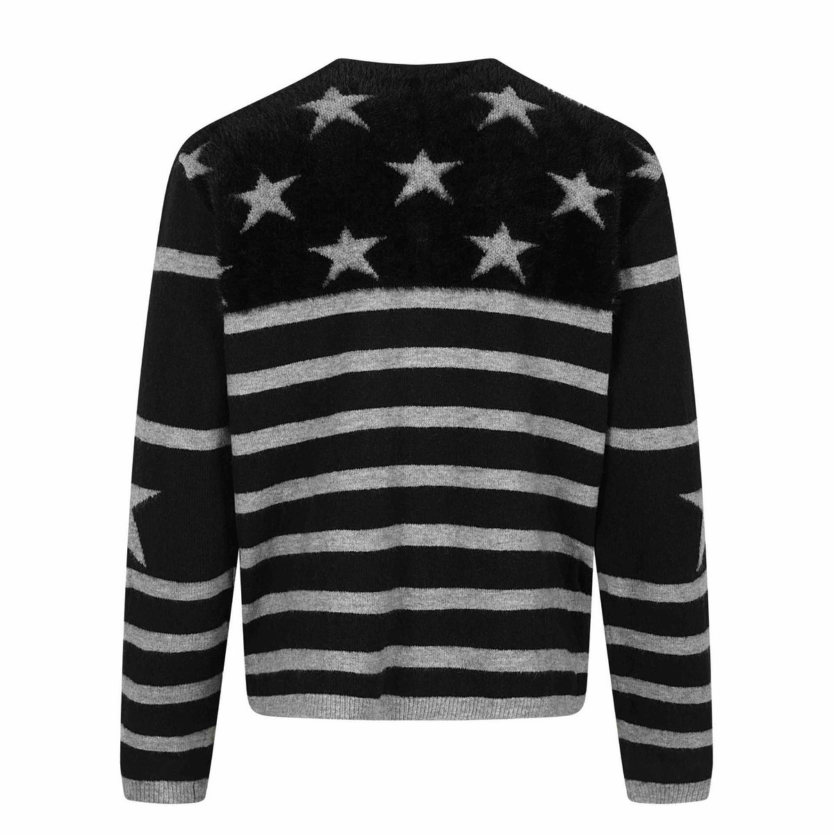 Stripe Cardigan with Mixed Fabric Star Patchwork Lazy Style Knitwear for Men