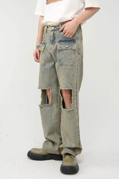 Raw Hem Distressed Jeans for Trendy Stylish Outfits