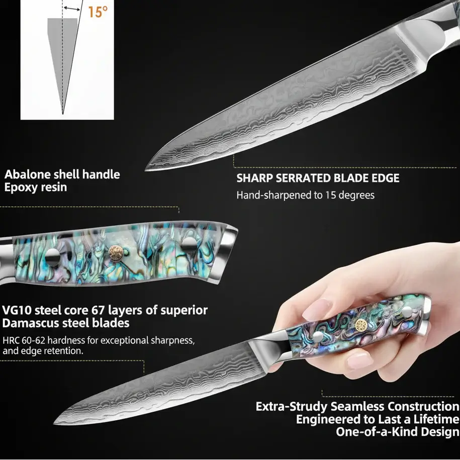 67 Layer Damascus Steel Utility Knife Professional Kitchen Knife
