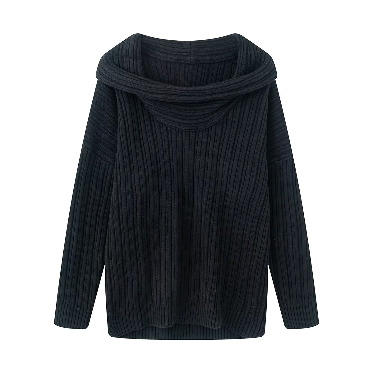 Atmosphere One Shoulder Knitted Hooded Sweater