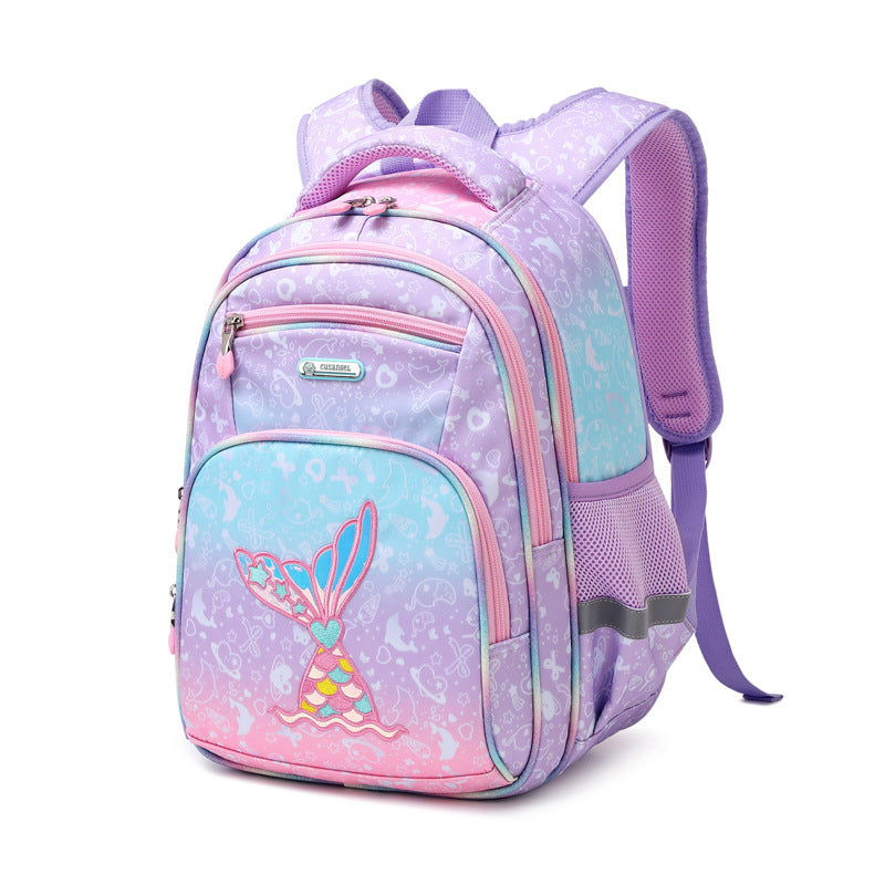 Color: Ocean Fishtail, Size: 16 inches - Lightweight  New-Style Childrens School Bag