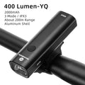 style: LUMEN YQ, Brightness: 400 - Bicycle light headlights night riding glare flashlight USB charging
