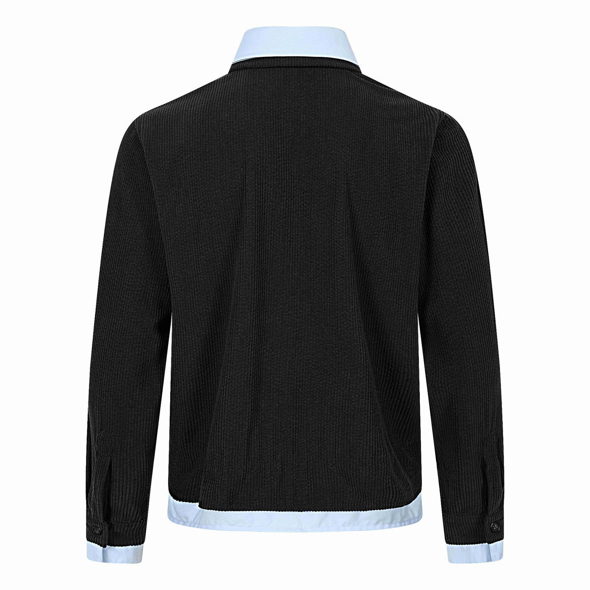 Color-Blocked Spliced Loose Long Sleeve Drawstring Shirt for Men