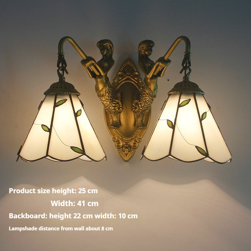 Style: Oval Mermaid Leaves - American Mirror Headlight Bathroom Lamp Led Bathroom Mirror