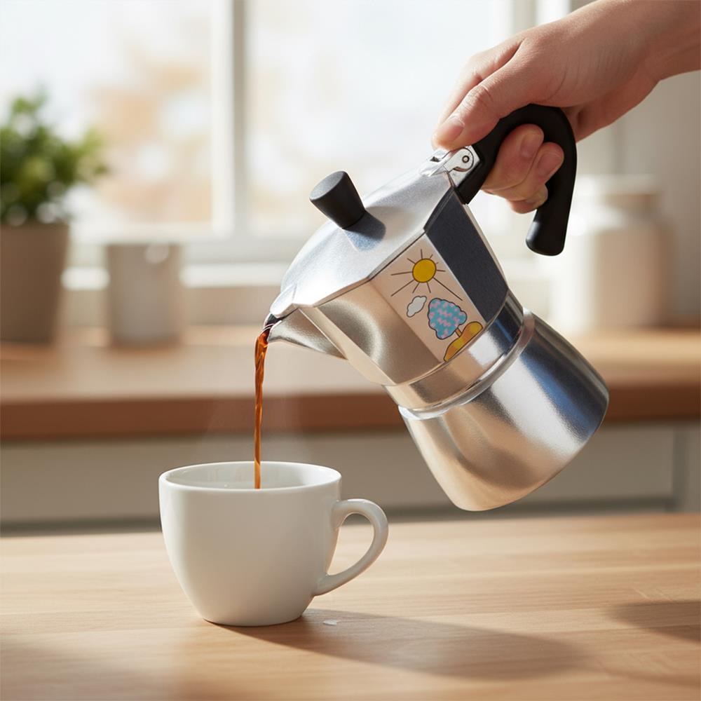 Any Morning Hes-6 Aluminum Espresso Coffee Maker 240 ml