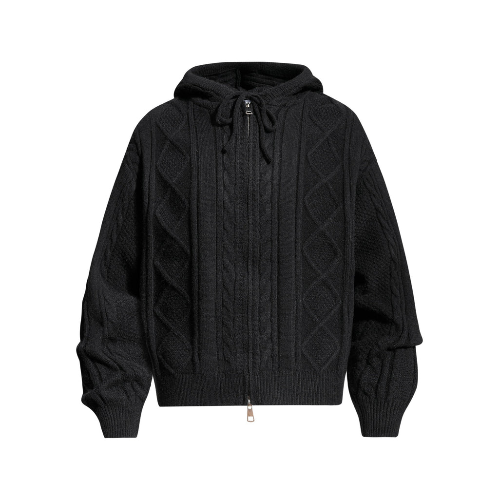 Twisted Fried Dough Twists Zipper Sweater
