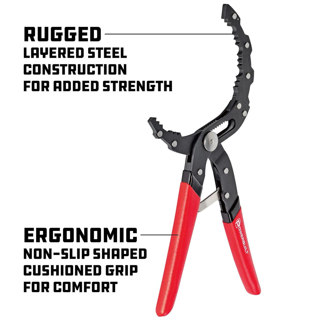 Powerbuilt Self-Adjusting Oil Filter Pliers