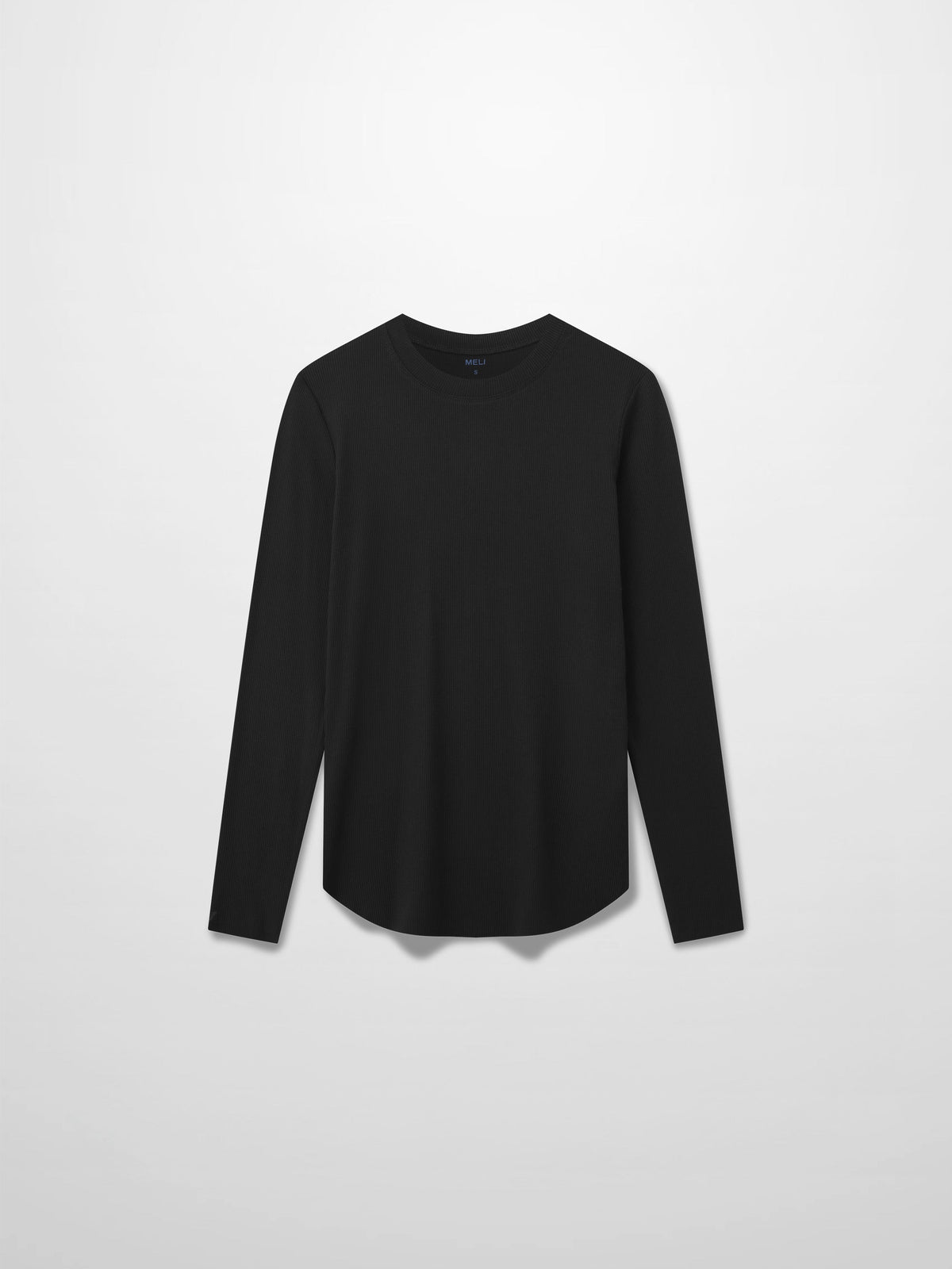 Rounded Hem Ribbed T-Shirt-Black