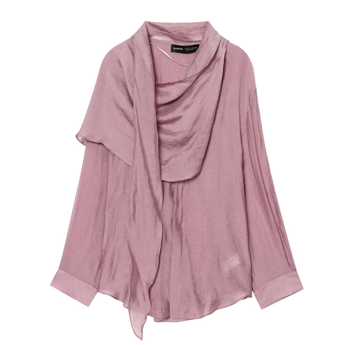 Long sleeved scarf collar asymmetrical women's clothing