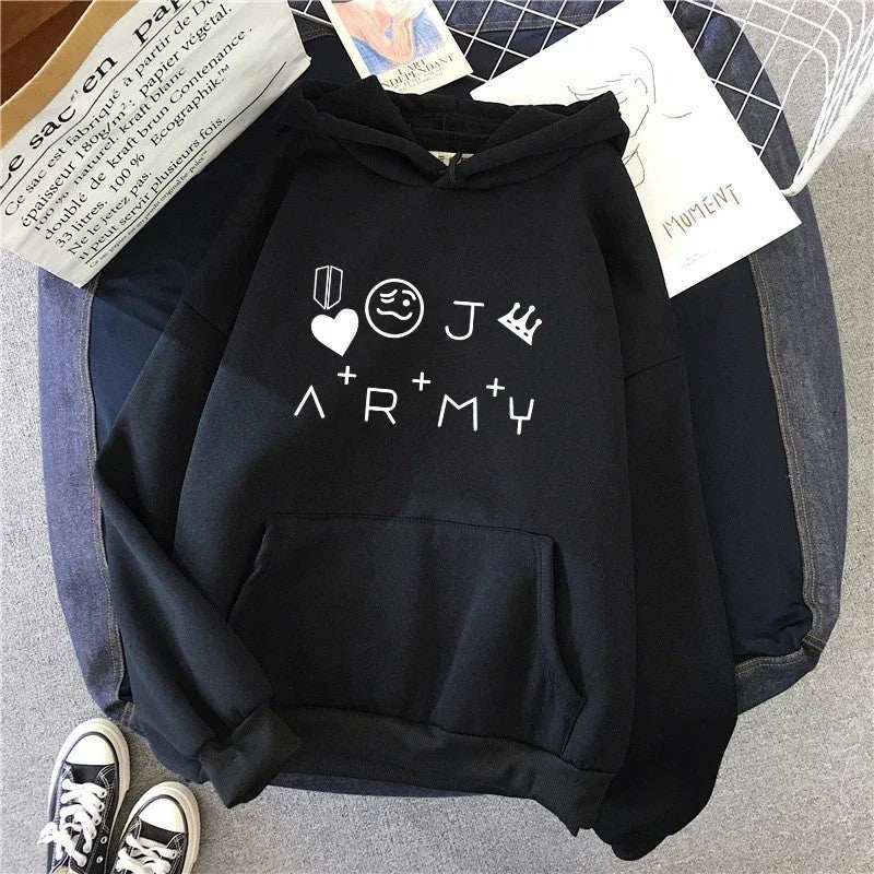 Women's Hooded Sweatshirt, Fleece Solid Color Printed Multi-color