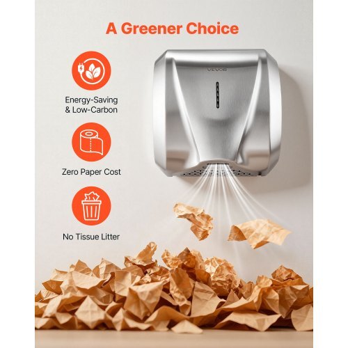 Hand Dryer, 2 Pack 1800W Bathroom Air Hand Dryer, Automatic High Speed with HEPA Filter, Fast Drying, Brushed Stainless Steel, AC110-120V Commercial Wall Mounted for Restroom, Hotel, Office,Home