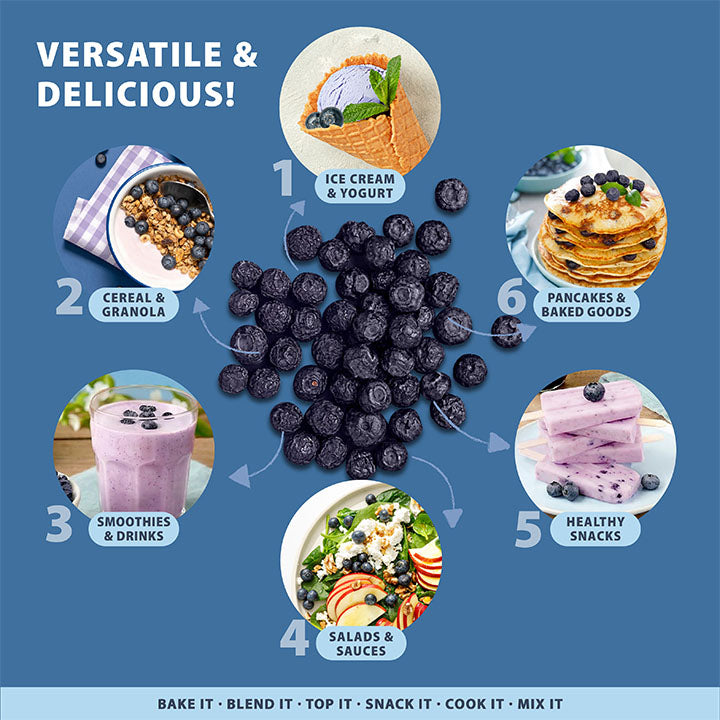 Freeze-Dried Blueberry - Grade A Blueberries - Ideal for Snacks - Single Ingredient