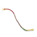 5mm Rainbow Bezel Heart Tennis Necklace (G77A/I110)