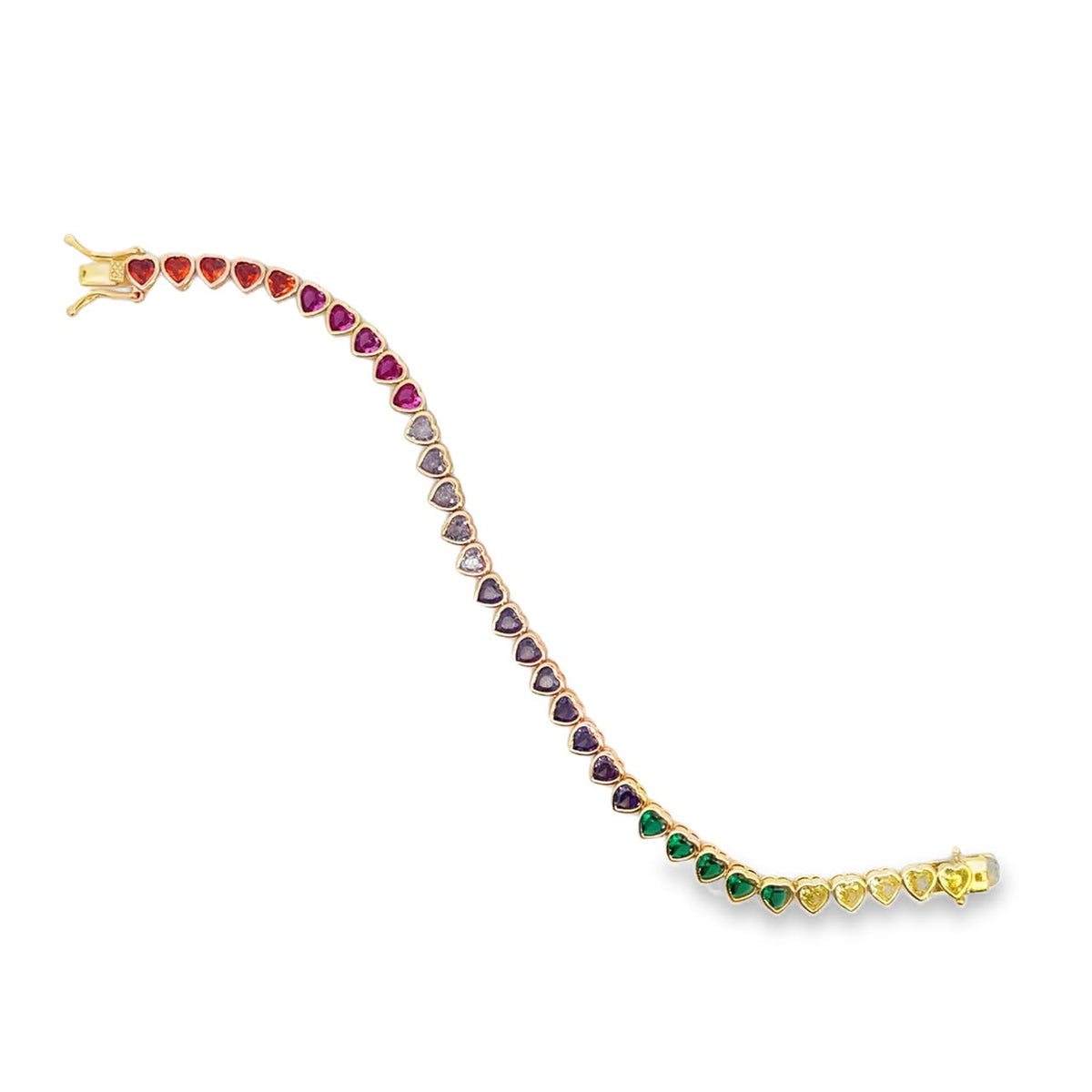 5mm Rainbow Bezel Heart Tennis Necklace (G77A/I110)