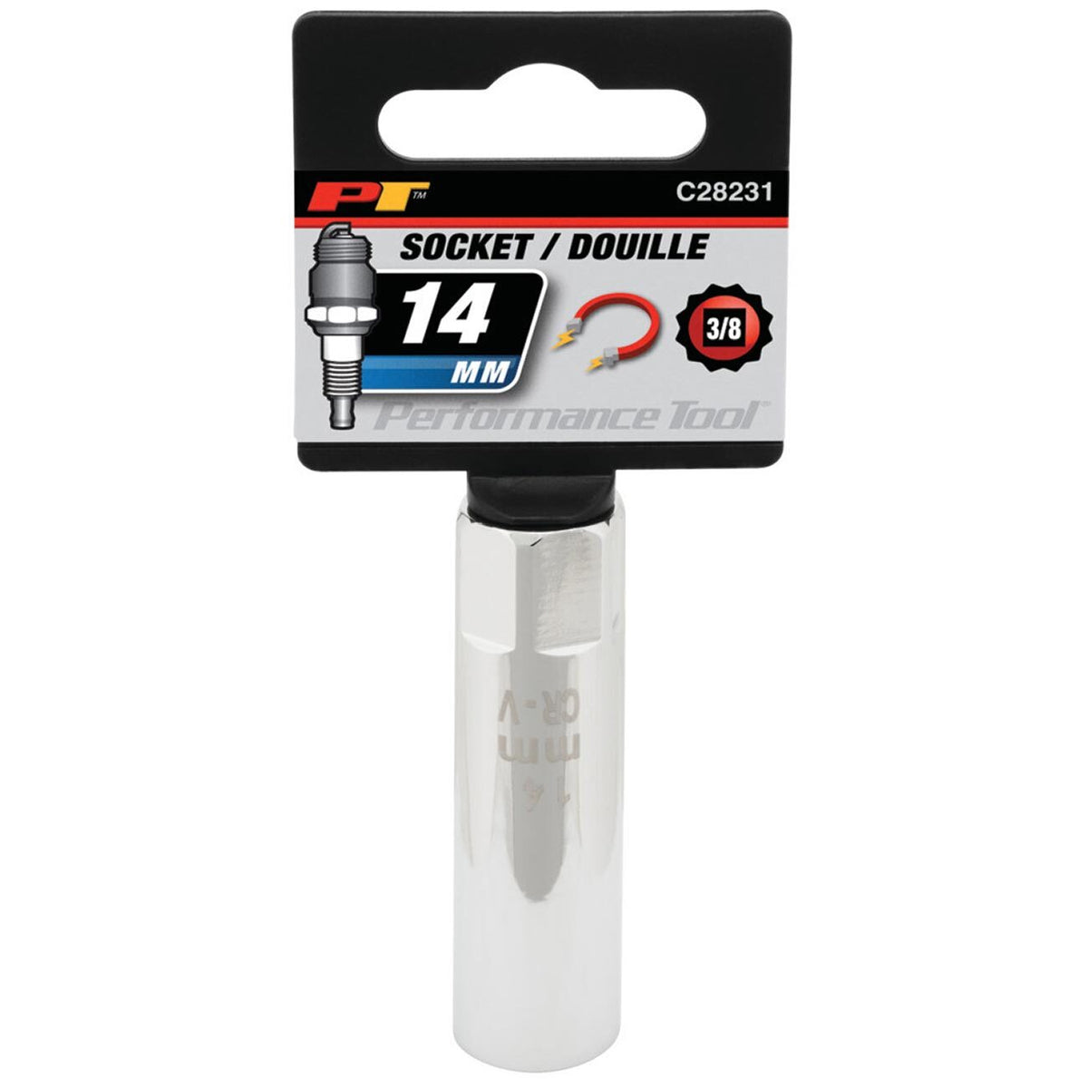 Performance Tool 3/8" Drive 14mm Magnetic 12-Point Spark Plug Socket