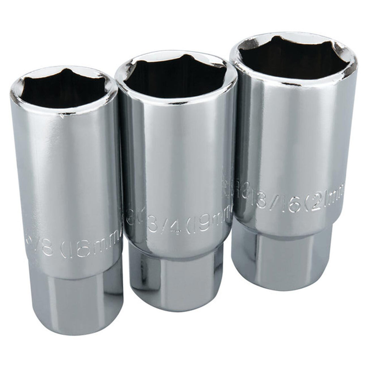 Performance Tool 3/8" Drive 6-Point Spark Plug Socket Set (3-Piece Set)
