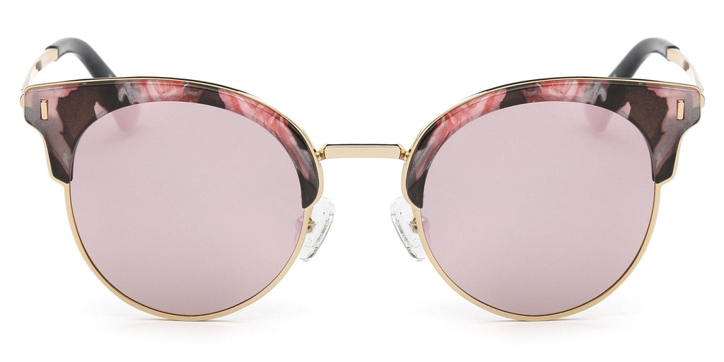 Freya Half Frame Round Cat Eye Fashion Sunglasses