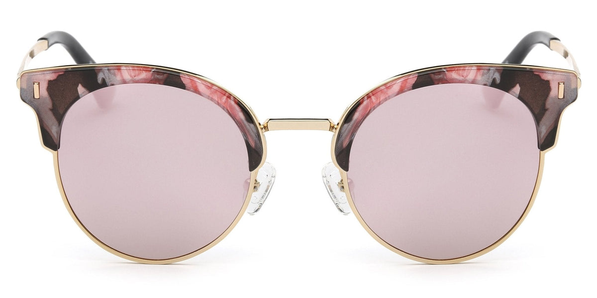 Freya Half Frame Round Cat Eye Fashion Sunglasses