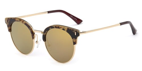 Freya Half Frame Round Cat Eye Fashion Sunglasses