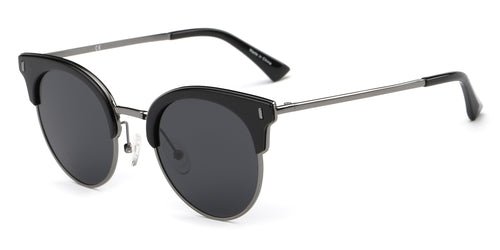 Freya Half Frame Round Cat Eye Fashion Sunglasses