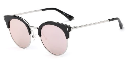 Freya Half Frame Round Cat Eye Fashion Sunglasses