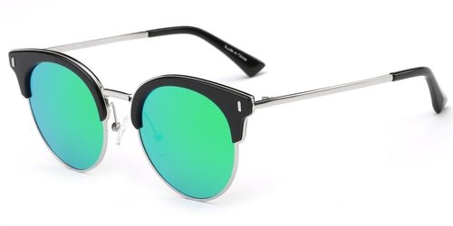 Freya Half Frame Round Cat Eye Fashion Sunglasses